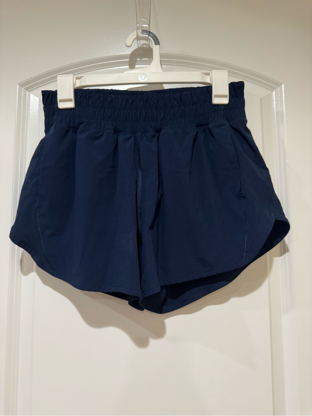 Womenβs Navy Performance Running Shorts with Elastic Waist